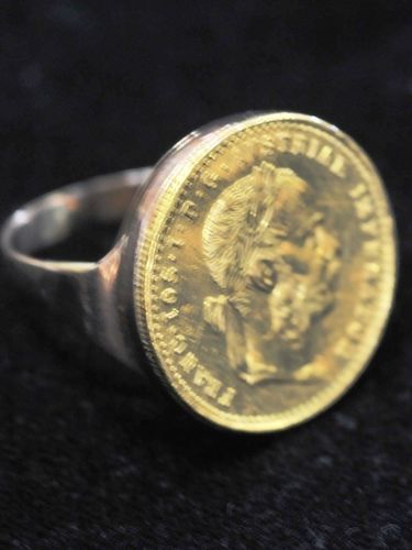 French Coin Ring | Period: c1950s | Make: Handmade | Material: 14ct gold with French gold coin.