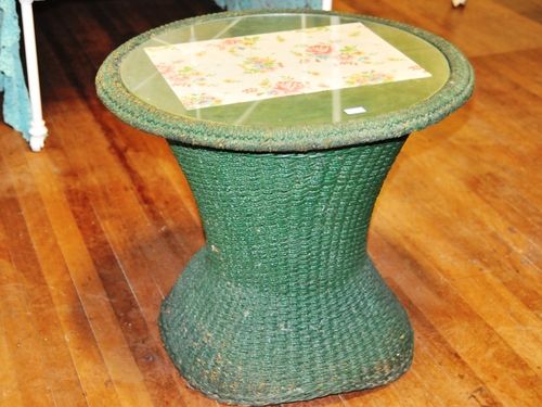 Seagrass Occasional Table | Period: Edwardian | Material: Green painted seagrass.