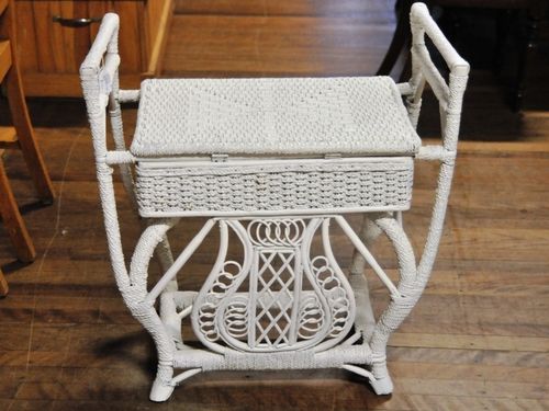 Seagrass Piano Stool | Period: Victorian | Material: White painted seagrass