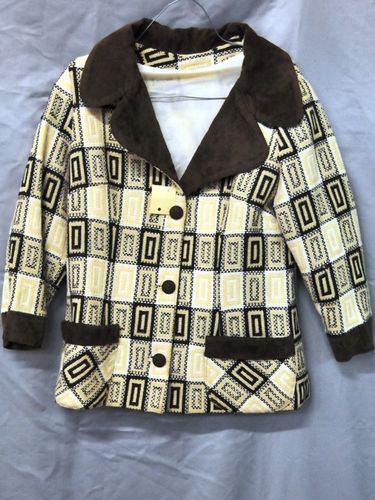 Check Jacket | Period: c1960s | Make: Handmade | Material: Cream & Brown Wool Blend