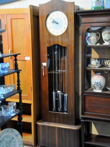 Long Case Grandfather Clock | Period: Deco c 1950s | Make: Enfield | Material: Walnut veneer.