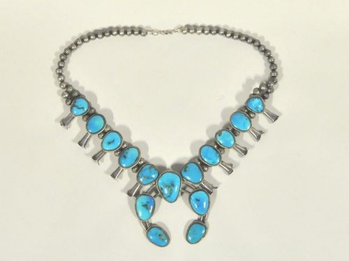 Navajo Necklace | Period: c1970 | Make: Native American | Material: Silver & turquoise
