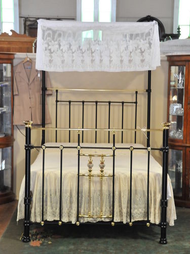 Brass, Iron & Porcelain Bed | Period: Edwardian c1910s | Material: Brass, iron & porcelain