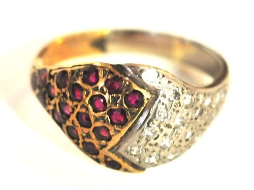 Ruby & Diamond Ring | Period: c1960 | Make: Handmade | Material: 18ct. Gold, Diamond & Ruby