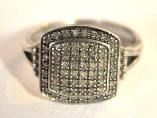 Diamond Ring Silver Set | Period: c1980 | Make: Handmade | Material: Sterling Silver & Diamonds