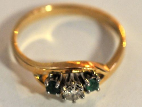Emerald & Diamond Palladium Ring | Period: c1970s | Make: Handmade | Material: 18ct Gold, Diamond & Emeralds