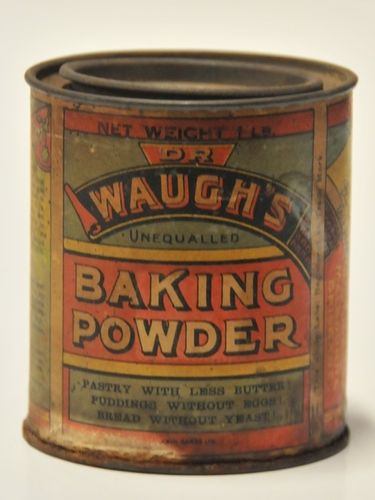 Dr Waugh's Baking Powder Tin | Period: 1920s | Make: James Channon | Material: Tin-paper label