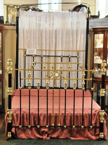 Queen Size Brass Bed | Period: Victorian c1880 | Material: Brass and iron