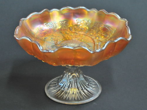 Emu & Gumtrees Comport | Period: c1926 | Make: Crown Crystal Glass Co | Material: Carnival Glass