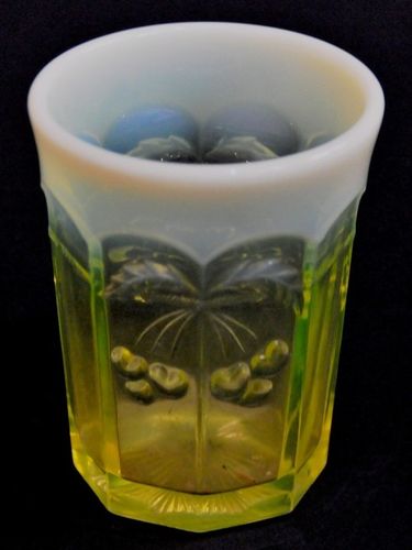 Uranium Vaseline Glass Vase | Period: Edwardian 1910 | Material: Opalescent Vaseline/ Citrine Glass