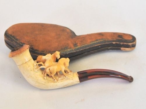 Cased Meerschaum Pipe | Period: c1920s | Material: Meerschaum with amber stem