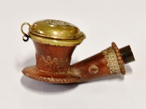 Smoking Pipe Bowl | Period: c 1920s | Material: Carved wood/ brass cap