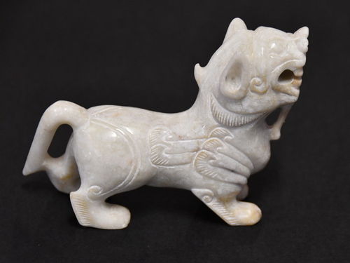 White Jade Lion | Period: Vintage- early 20th C. | Material: White (mutton fat) Jade