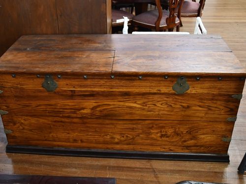 Large Oriental Travelling Trunk | Period: c1880 | Material: Elm