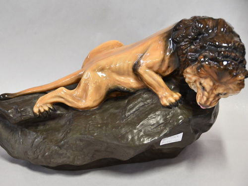 Lion on Rock | Period: 1950s | Make: Royal Doulton | Material: Porcelain