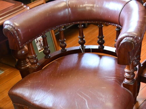 Captain's Chair | Period: Late Victorian c1890 | Material: Cedar and Leather