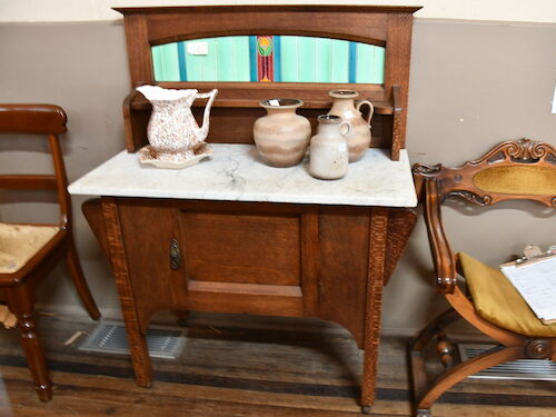 Washstand | Period: Art noveau c1920 | Material: Silky oak; Marble