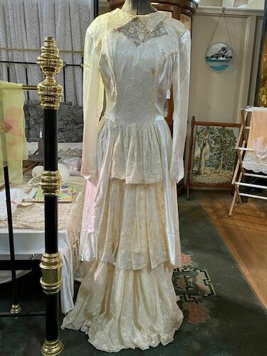 Wedding Dress | Period: Federation 1910 | Make: Handmade | Material: Satin & lace | Wedding Dress