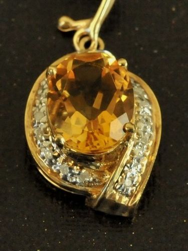 Citrine & Diamond Enhancer | Period: New | Material: 14ct. gold, citrine and diamonds