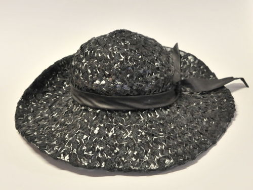 Ladies Hat | Period: c1955 | Material: Black straw with ribbon