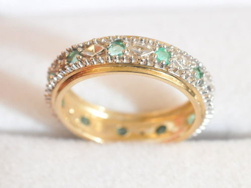 Emerald & Diamond Ring | Period: c1980 | Material: 9ct gold, emerald and diamond