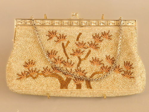 Beaded Evening Bag | Period: 1960s | Material: Beaded in silver and gold