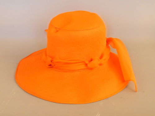 Orange Hat | Period: 1960s | Make: Marcel | Material: Chiffon