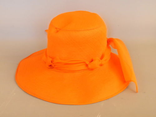 Orange Hat | Period: 1960s | Make: Marcel | Material: Chiffon