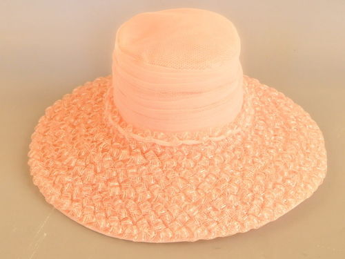 Pink Ladies Hat | Period: 1980s | Material: Chiffon & raffia