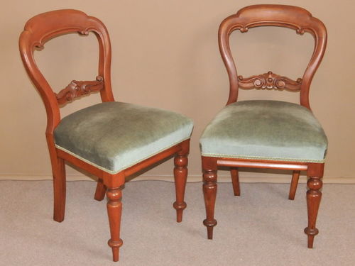Set 6 Cedar  Chairs | Period: Victorian c1880 | Material: Cedar- upholstered in green velvet