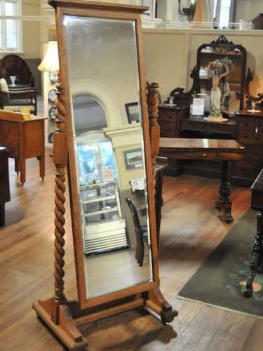 Full Length Cheval Mirror | Period: Edwardian | Material: English Oak.