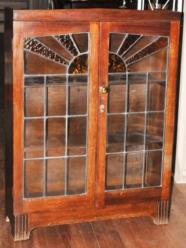 China Cabinet / Bookcase | Period: 1930s | Material: Tasmanian Oak and leadlight