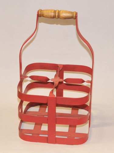Milk Bottle Carrier | Period: Vintage | Material: Iron - wood handle