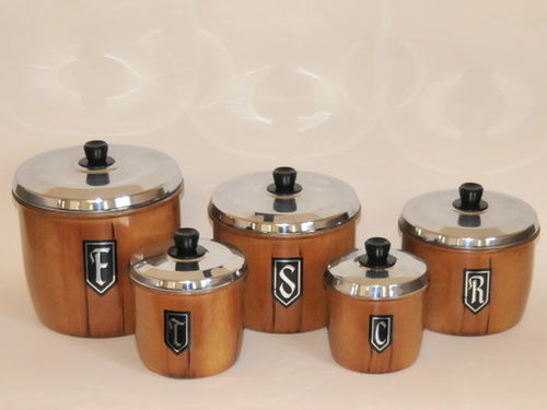 Set of 5 Retro Canisters | Period: Retro c1970 | Material: Aluminium