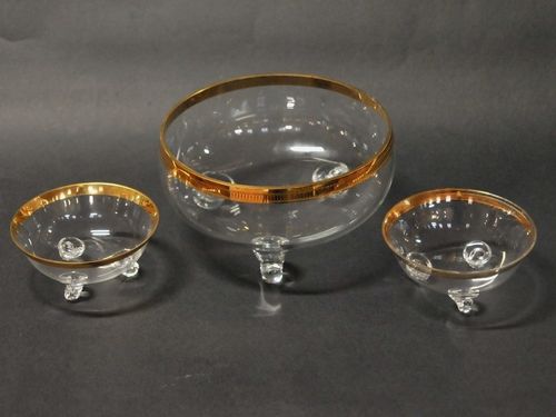 Set 3 Glass Bowls | Period: c1950 | Make: Bohemia | Material: Glass