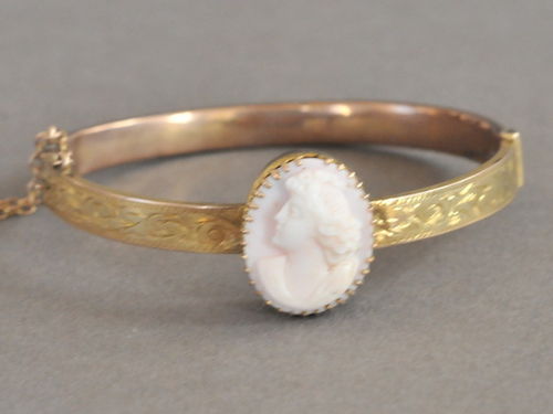Cameo Bangle | Period: Edwardian c1910 | Material: Cameo and 9ct gold