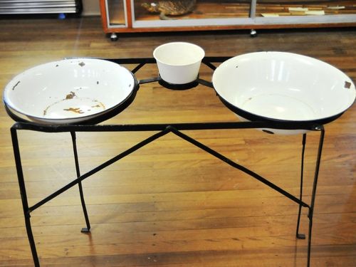 Camping Washstand | Period: Vintage c1950s | Material: Iron with enamel basins