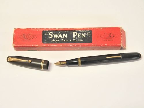 Fountain Pen | Period: c1930s | Make: Swan | Material: Bakelite with 9ct gold nib.
