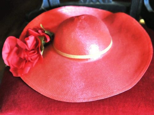 Hat | Period: c1980s | Material: Red straw