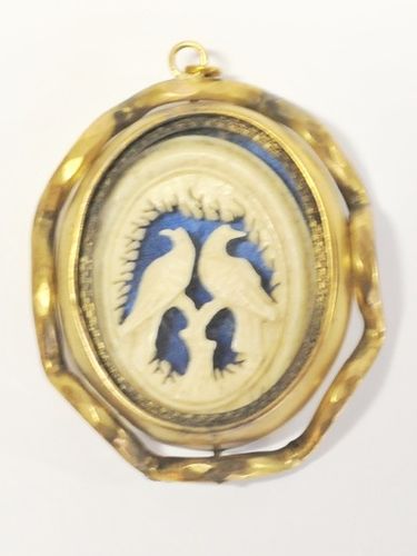 Pinchbeck Photo Pendant | Period: Victorian c1860 | Material: Pinchbeck with bone carving