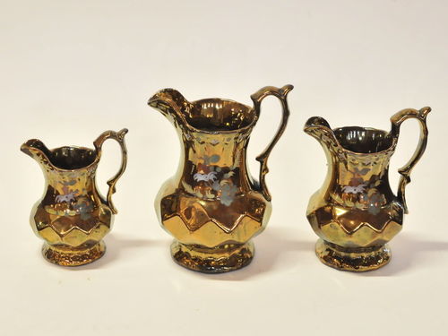 Copper Lustre Jugs | Period: Victorian c1860 | Material: Porcelain