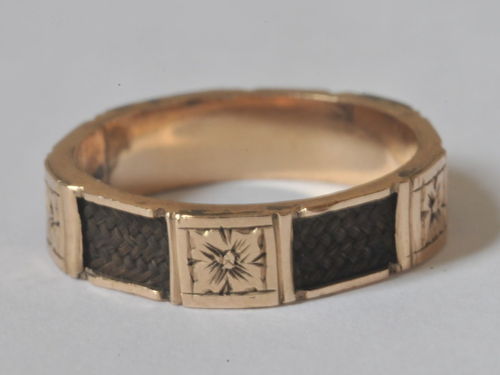 Mourning Ring | Period: Victorian | Make: Handmade | Material: 15ct Rose Gold and hair.