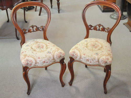 Set Six Balloon Back Chairs | Period: Victorian c1880 | Material: Walnut