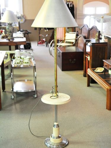 Standard Lamp with Table | Period: Art Deco c1920s | Material: Chrome & Bakelite