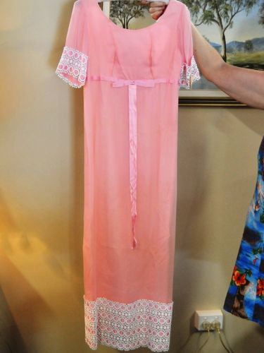 Evening Dress | Period: 1960s | Make: Ballerina Creations | Material: Chiffon & lace brocade