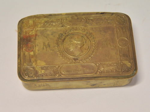 Queen Mary Christmas Tin | Period: WW1, 1914-18 | Material: Brass