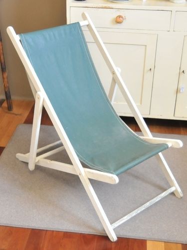 Folding Deck Chair | Period: Vintage c1930s | Material: Timber with replaced vinyl seat