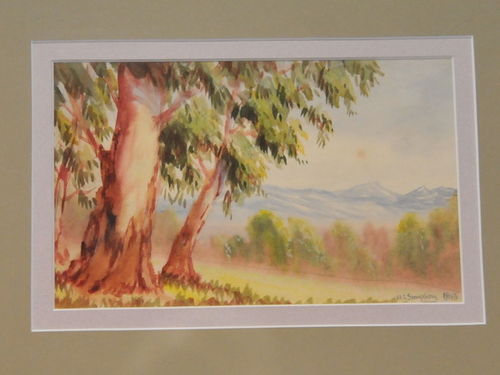 Simpson Landscape Watercolour | Period: 1943 | Make: H. C. Simpson | Material: Watercolour on card