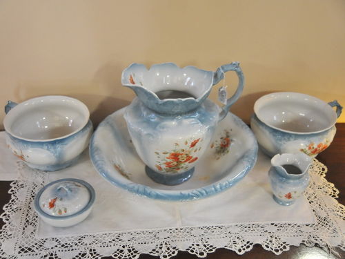 Jug & Basin Set | Period: Victorian c1890 | Make: Unmarked | Material: Porcelain