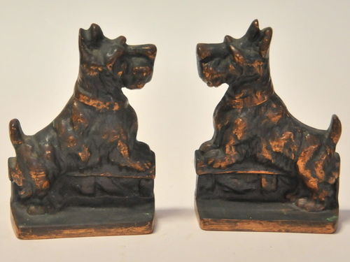 Scottie Dog Bookends | Period: c1930s | Material: Copper coated brass